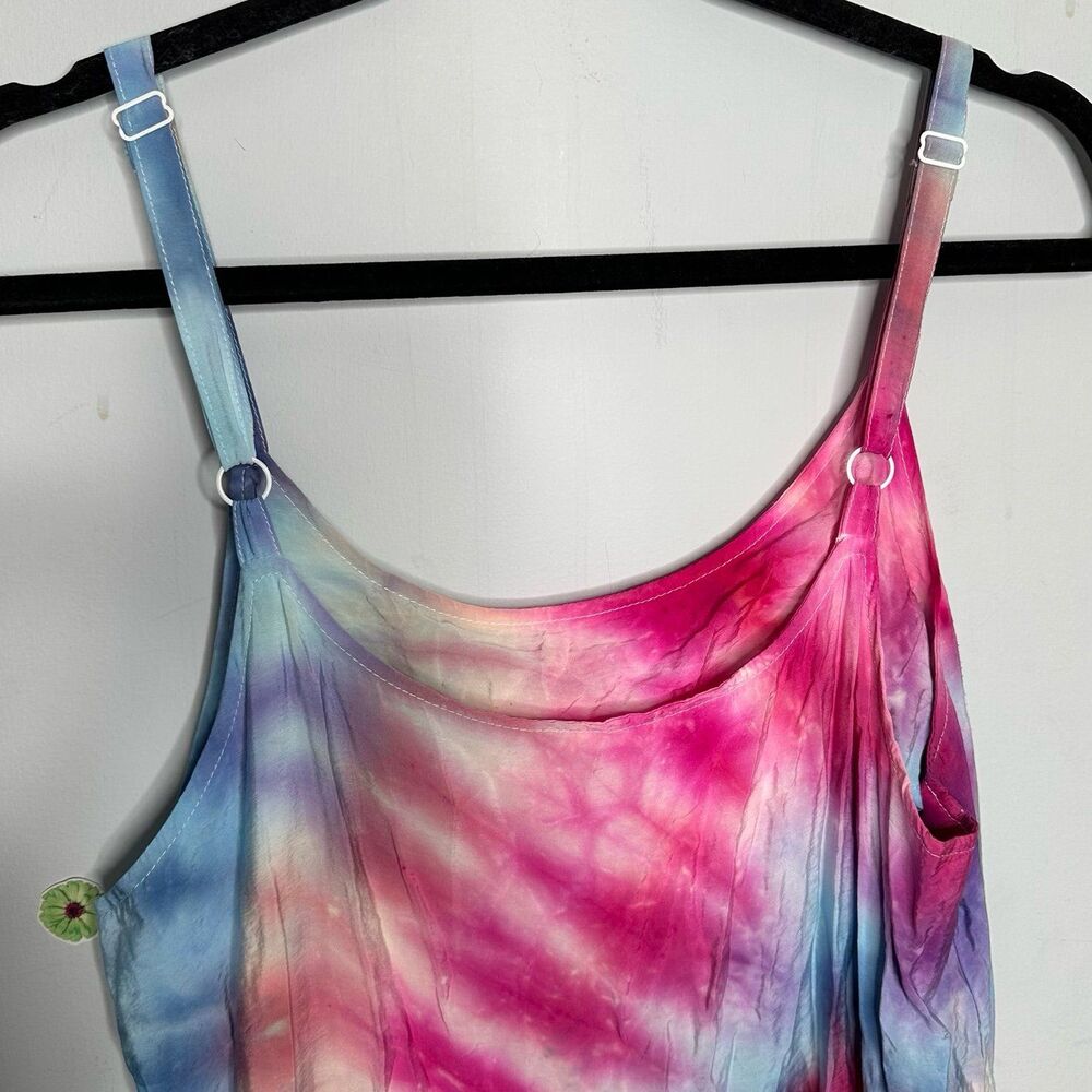 Tiered Tie Dye Sleeveless Maxi Dress Size Large Hippy Summer Festival - Picture 3 of 8
